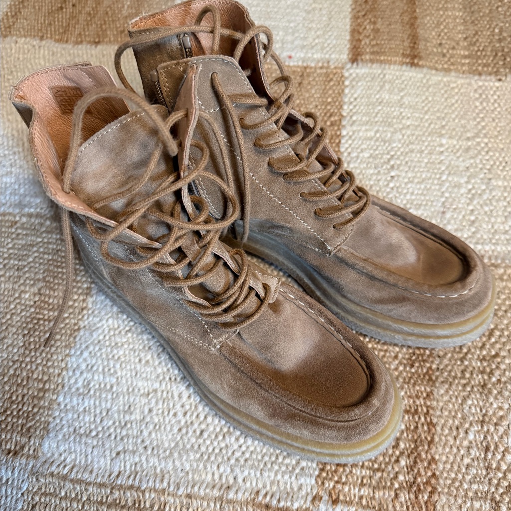 Free People Lace & Zip Brown Leather Boots
